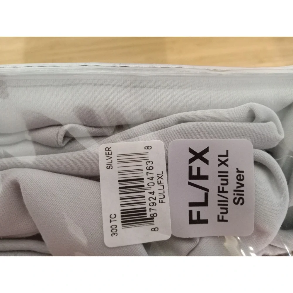 SALT Easy Care 300 TC 100% Cotton Sateen Sheet Set Full Full XL Silver 4pc New